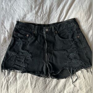 High-waisted Levi’s Distressed Denim Cutoff Shorts